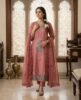 Mauve Pink Stitched Suit Set with Blue Floral Embroidery & Lace Work – Kurta, Dupatta & Bottom (3 Pc Set)