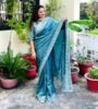 Soft silk sarees with beautiful embroidery, stiched blouse  Free size