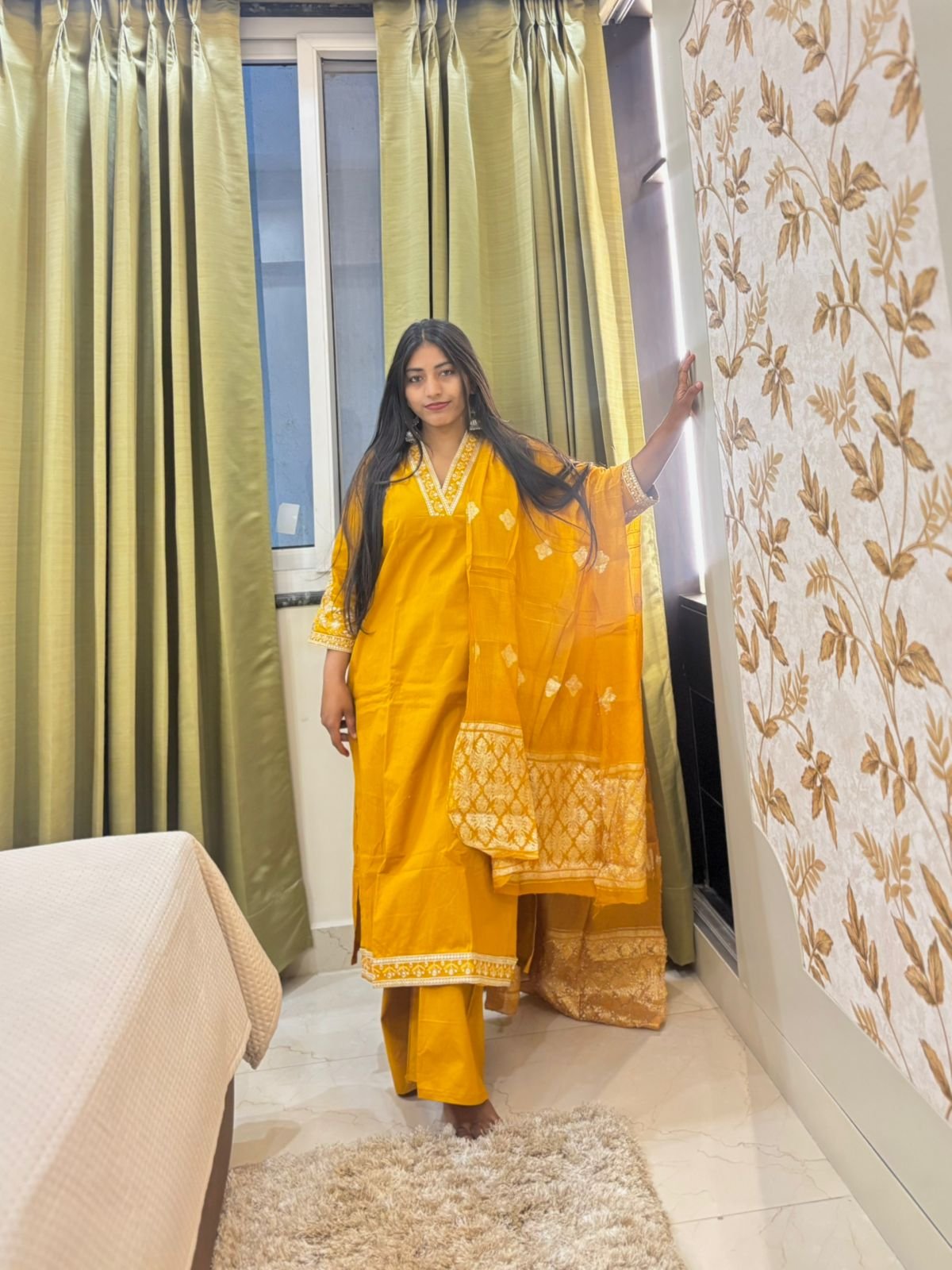 Elegant Yellow Ethnic Suit Set with Dupatta