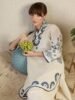 Ivory White Khadi Cotton Embroidered Kurta Cordset with Straight Pants